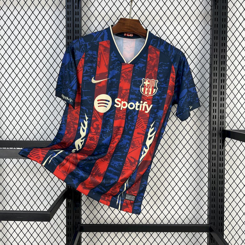CAMISA DO BARCELONA 25/26 AZUL E VERMELHO EDIÇÃO ESPECIAL