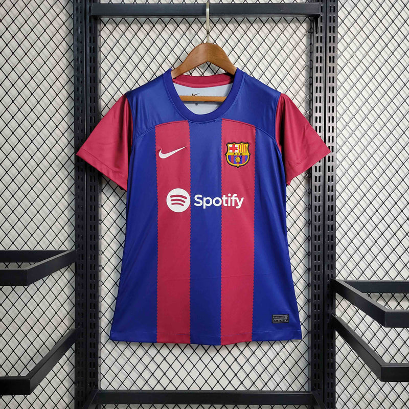 CAMISA FEMININA DO BARCELONA 25/26 ROXO E VERMELHO